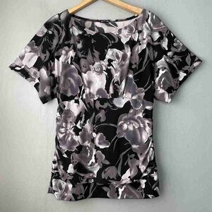 Floral Black and Gray Women's Top